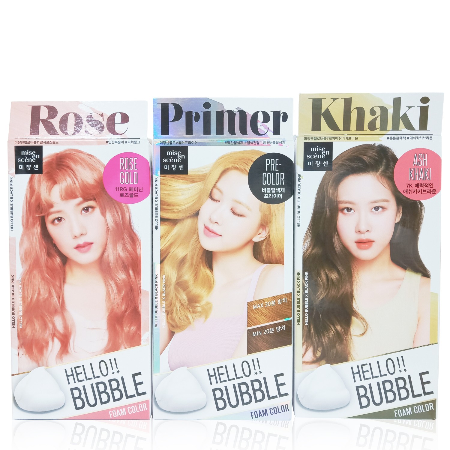 Mise En Scene Hello Bubble X Black Pink Hair Color Foam Color ROSE,PRIMER, KHAKI